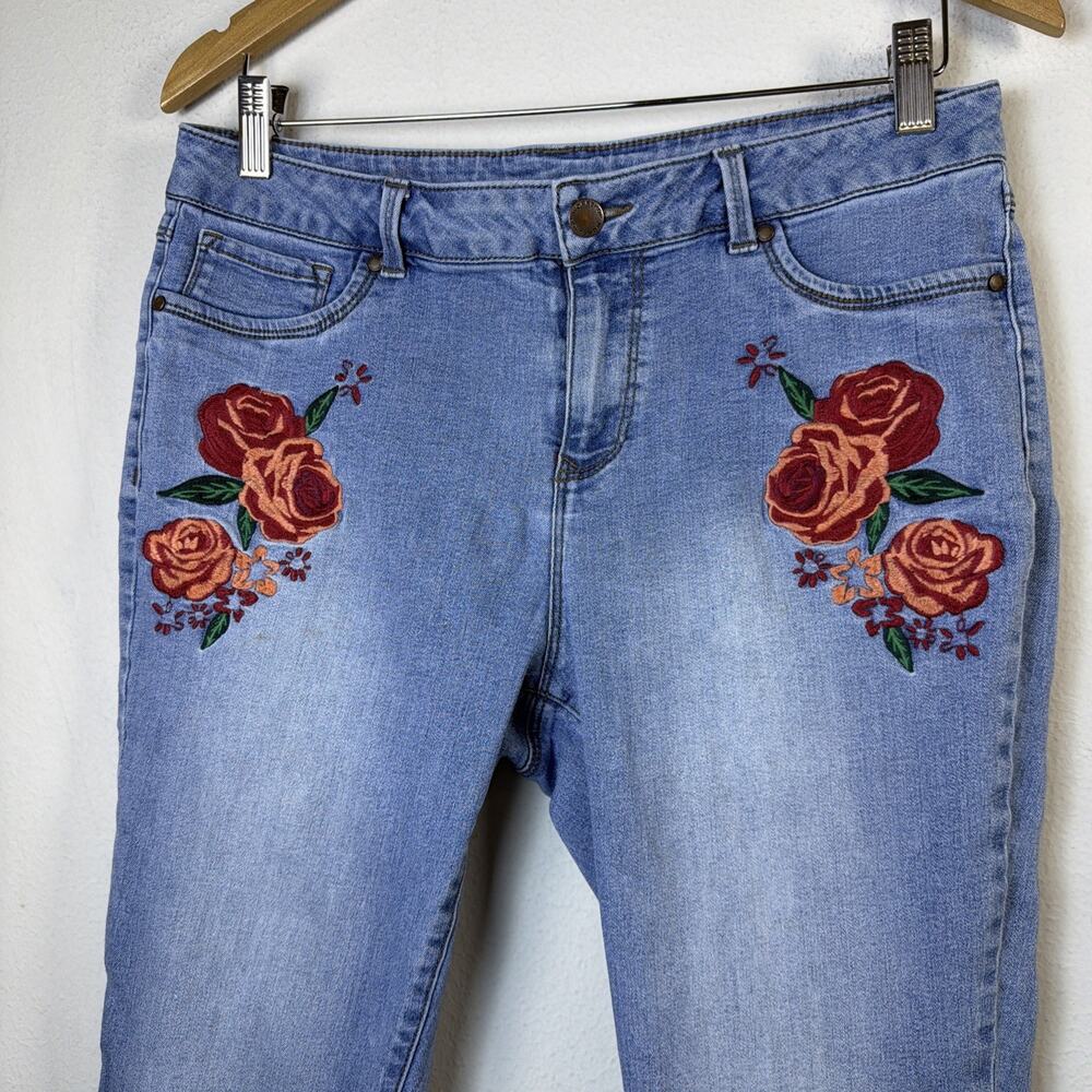 Workshop Republic Womens 10 Western Cowboy Rodeo Rose Embroidered Jeans boho - Picture 4 of 10
